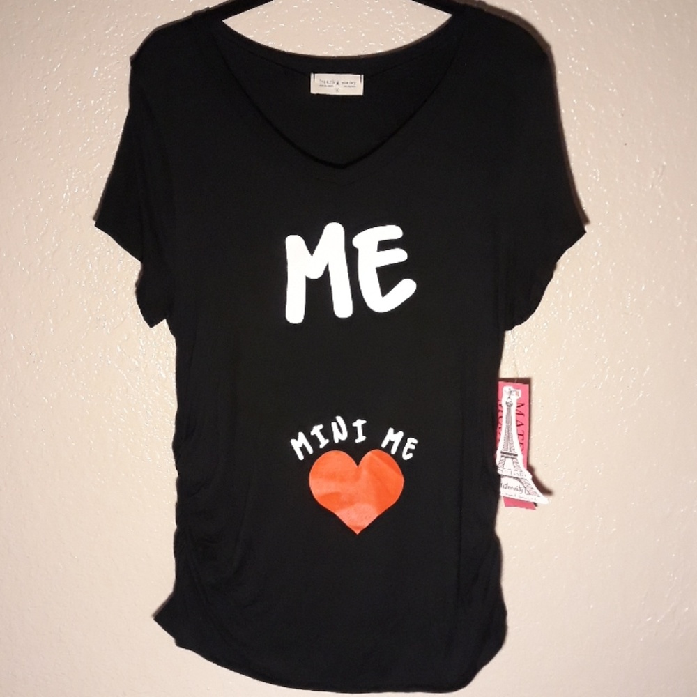 Maternity Black V-neck Short Sleeve Top - Large